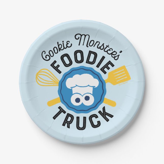 Plato De Papel Logo de Cookie Monster's Foodie Truck (Anverso)