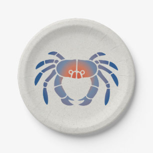 Plato De Papel Logo de Crab Azul