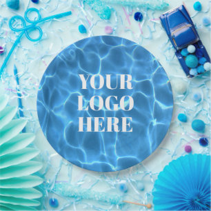 Plato De Papel Logo de foto de piscina azul acuático