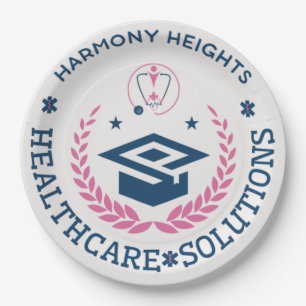 Plato De Papel Logo de Harmony Heights Healthcare Solutions Compa