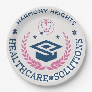 Plato De Papel Logo de Harmony Heights Healthcare Solutions Compa