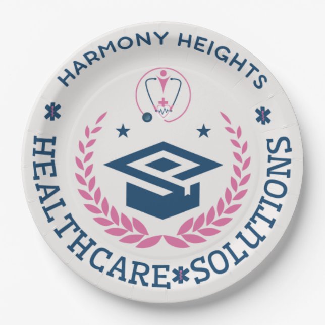 Plato De Papel Logo de Harmony Heights Healthcare Solutions Compa (Anverso)