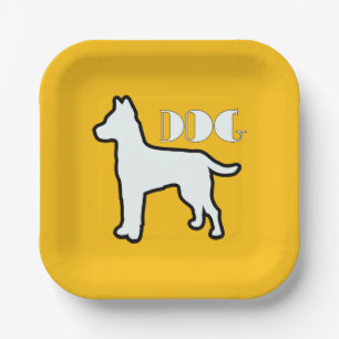 Plato De Papel Logo de Perro Amarillo