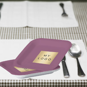 Plato De Papel Logo de Purple Plum