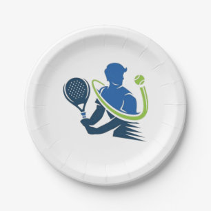 Plato De Papel Logo del Club de Tenis - Acción dinámica, estilo d