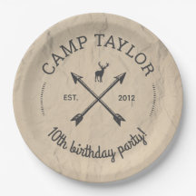 Logo del nombre del campamento Fiesta de cumpleaño