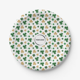 Plato De Papel Logo del personalizado St. Patrick Shamrock Green 