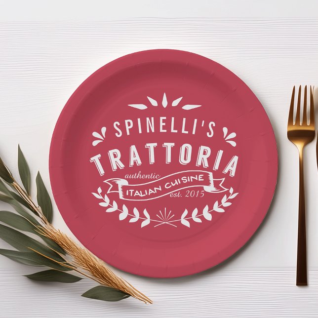 Plato De Papel Logo del restaurante personalizado italiano Tratto (Subido por el creador)