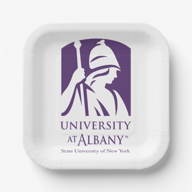 Plato De Papel Logo icónico de la Universidad de Albany (Anverso)