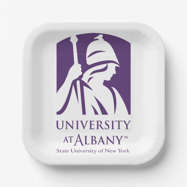 Plato De Papel Logo icónico de la Universidad de Albany (Anverso)