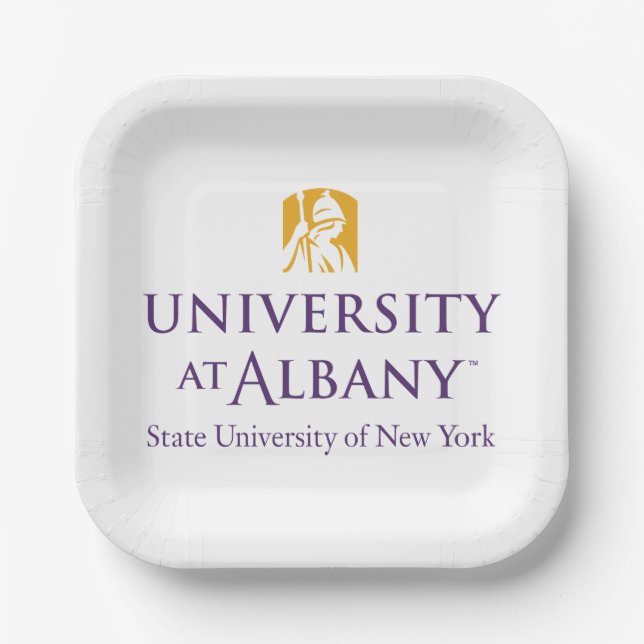 Plato De Papel Logo icónico de la Universidad de Albany (Anverso)