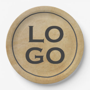 Plato De Papel Logo personalizado en pergamino rústico