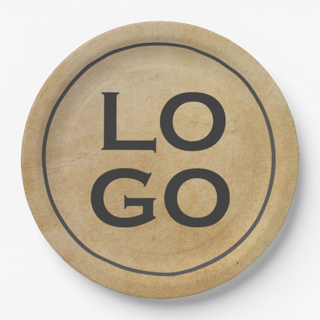 Plato De Papel Logo personalizado en pergamino rústico (Anverso)