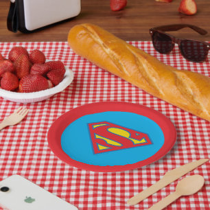 Plato De Papel Logo superchica clásica con contorno azul