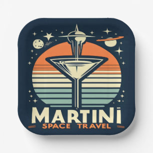 Plato De Papel Logotipo de despegue de viaje espacial Martini