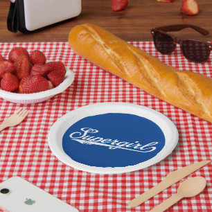 Plato De Papel Logotipo de nombre de estrella del béisbol superch