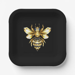 Plato De Papel Logotipo de Relieve metalizado dorado falso poligo