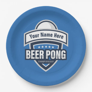 Plato De Papel Logotipo del Campeonato de Beer Pong Personalizabl