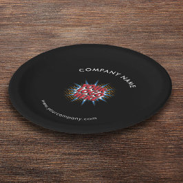 Plato De Papel Logotipo personalizado, texto Personalizado, negro