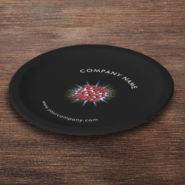 Plato De Papel Logotipo personalizado, texto Personalizado, negro (Subido por el creador)