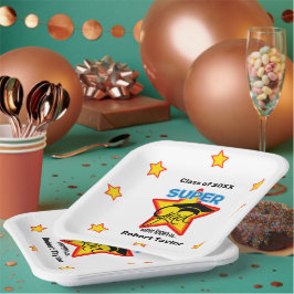 Plato De Papel Logotipo Super Grad moderno - Nombre y año persona