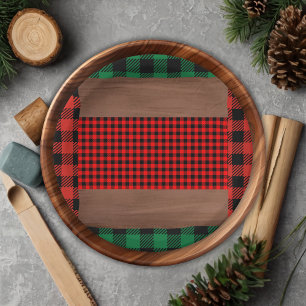 Plato De Papel Logs Flannel Rustic Plaid Hearts Baby Shower