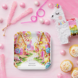 Plato De Papel Lollipop Whimsical Candyland Cumpleaños