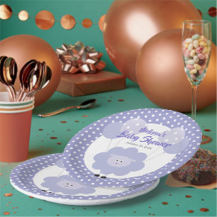 Plato De Papel Lomo morado Baby Shower Cute Personalizado moderno