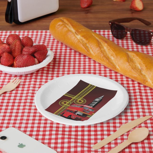 Plato De Papel London Double Decker Bus Paper Plates (Picnic)