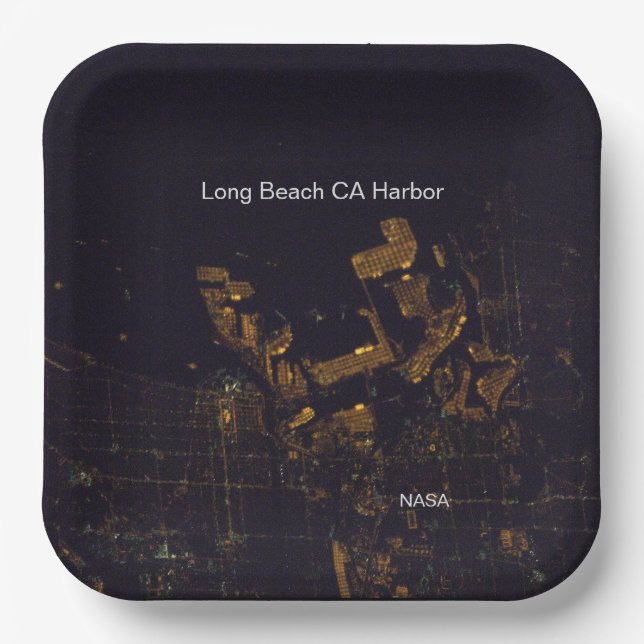 Plato De Papel Long Beach CA, NASA de noche (Anverso)