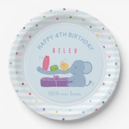 Plato De Papel Long-Nosed Elephant & Gifts Birthday Paper Plate