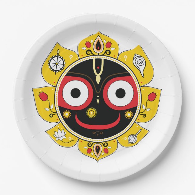 Plato De Papel Lord Jagannath Face Hindu Deity Spiritual (Anverso)