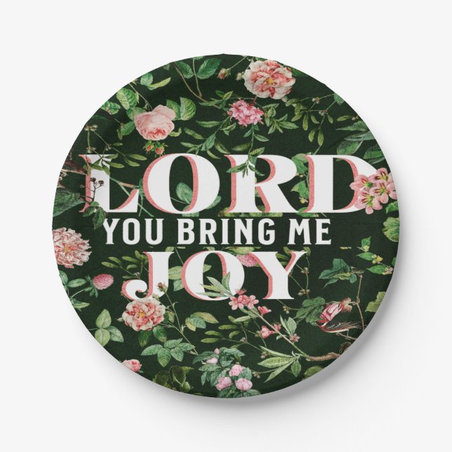 Plato De Papel Lord You Bring Me Joy Floral Christian (Anverso)