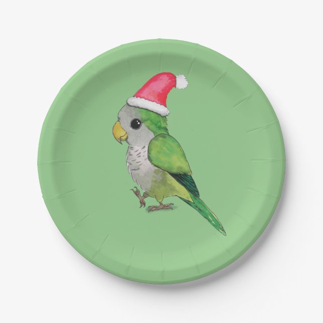 Plato De Papel Loro Navidad muy lindo (Anverso)