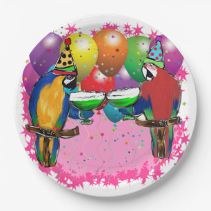PLATO DE PAPEL LOROS DE CUMPLEAÑOS