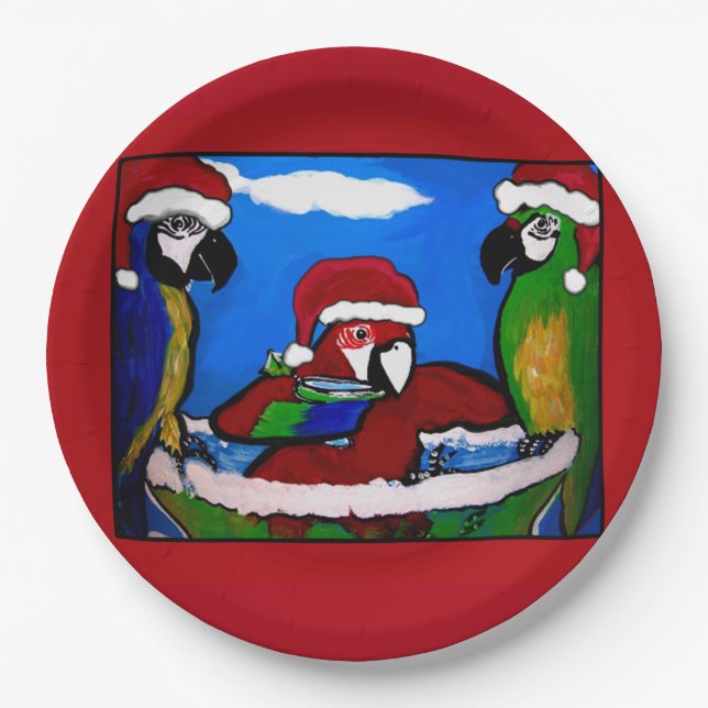 PLATO DE PAPEL LOROS DE FIESTA (Anverso)