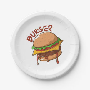 Plato De Papel Los amantes de la hamburguesa