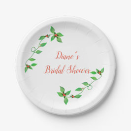 Plato De Papel Los amigos rosas en el Boda de marfil verde