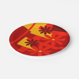 Plato De Papel Los años 70 anaranjados retros