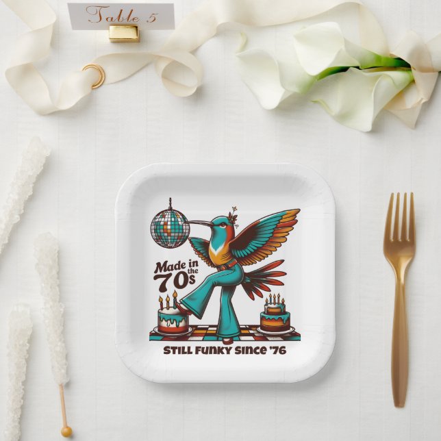 Plato De Papel Los años 70 siguen siendo divertidos desde la plac (Boda)