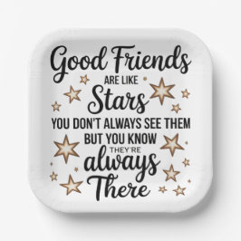 Plato De Papel Los Buenos Amigos Son Como Estrellas Citas Inspira