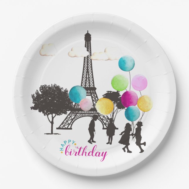 Plato De Papel Los coloridos niños de los Macarons franceses jueg (Anverso)