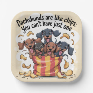 Plato De Papel Los Dachshunds Son Como Papas Fritas; No Puedes Te