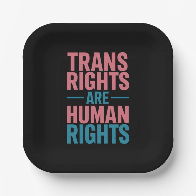 Plato De Papel Los derechos trans son derechos humanos Orgullo tr (Anverso)