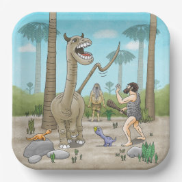 Plato De Papel Los dinosaurios conocen a la Edad de Piedra