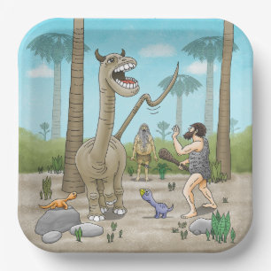 Plato De Papel Los dinosaurios conocen a la Edad de Piedra