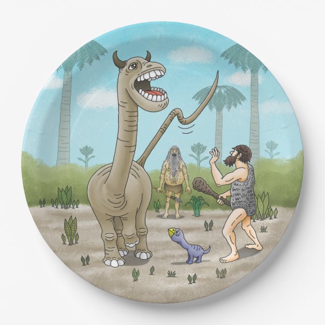 Plato De Papel Los dinosaurios cumplen la Edad de Piedra (Anverso)
