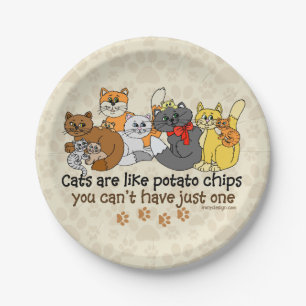 Plato De Papel Los gatos son como papas fritas