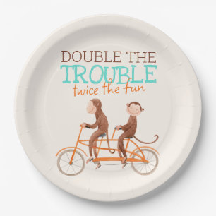 Plato De Papel Los gemelos Baby Shower cute el doble problema de