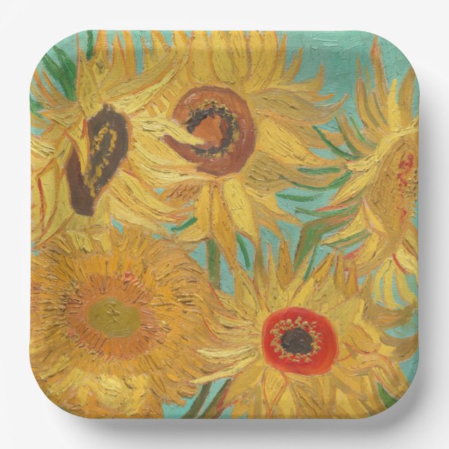 Plato De Papel Los girasoles de Van Gogh  (Anverso)